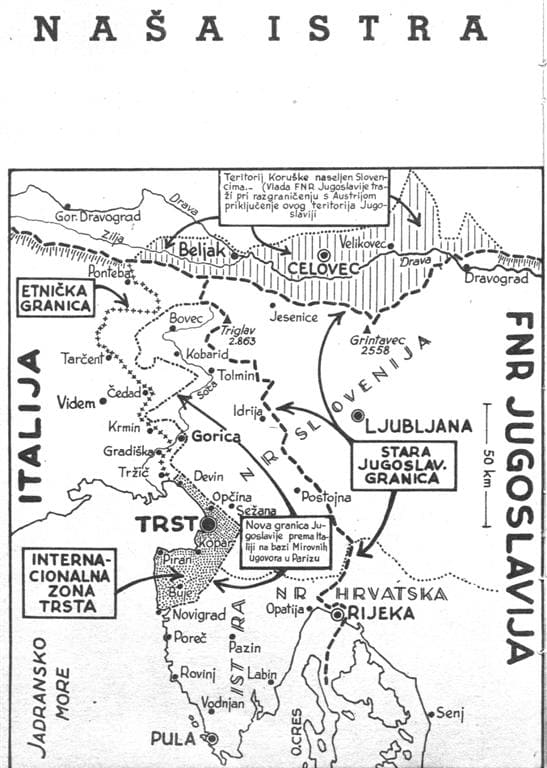 Zapadna granica Jugoslavije 1945.-1954. Izvor: Privatno vlasništvo autora.