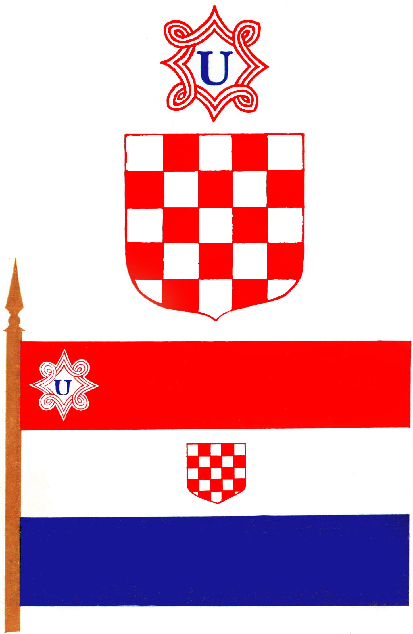 Državna zastava i grb NDH. 