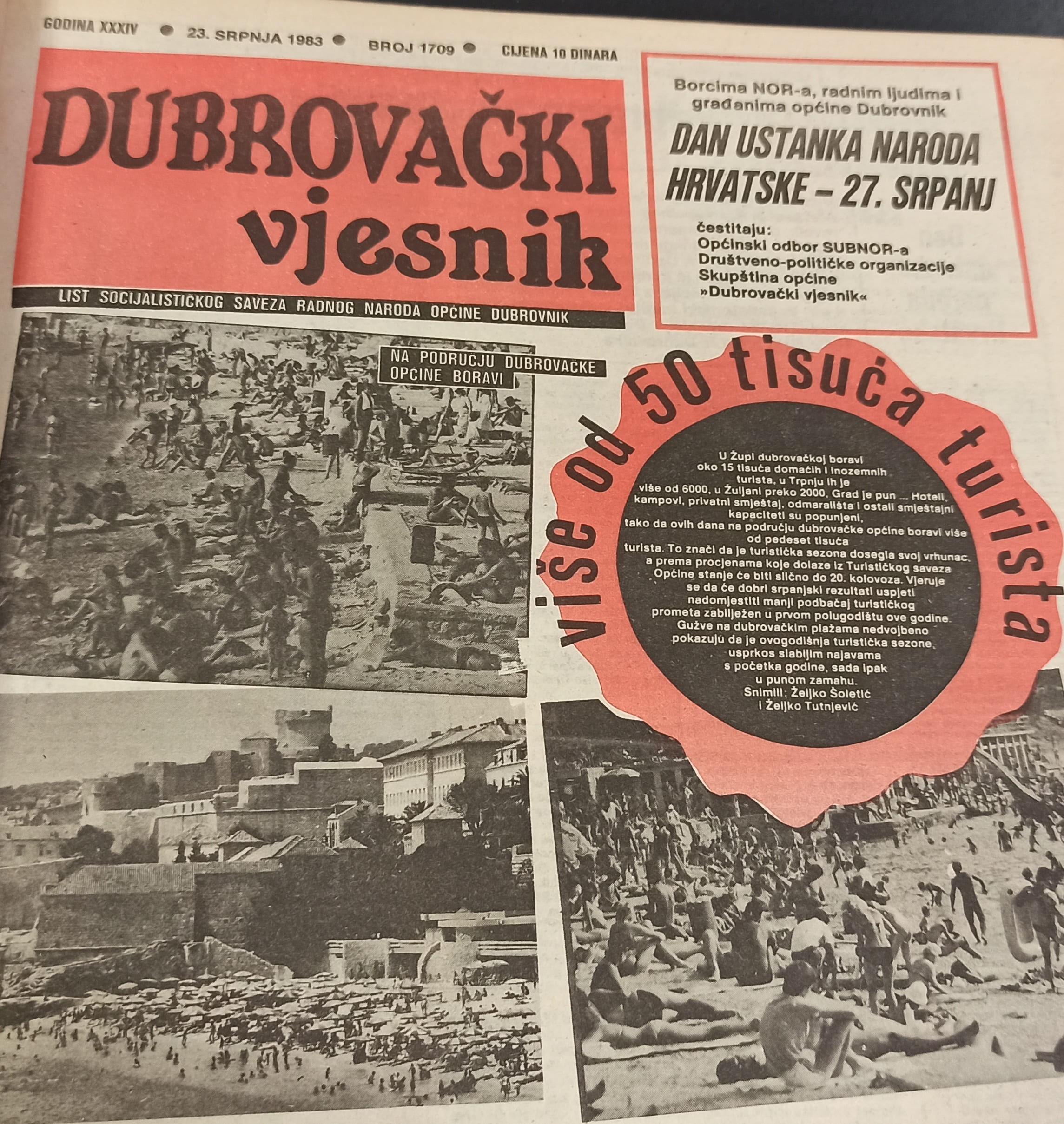 Izvor: Dubrovački vjesnik, br. 1709 (23. srpnja 1983.).